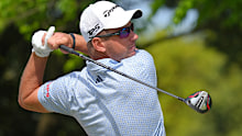 Lucas Herbert of Australia hits his tee shot on the 10th hole during the ISPS Handa Championship.