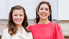 FREDENSBORG, DENMARK - APRIL 30: Crown Princess Mary of Denmark and Princess Isabella of Denmark during the confirmation of Princess Isabella of Denmark at  on April 30, 2022 in Fredensborg, Denmark. (Photo by Patrick van Katwijk/Getty Images)