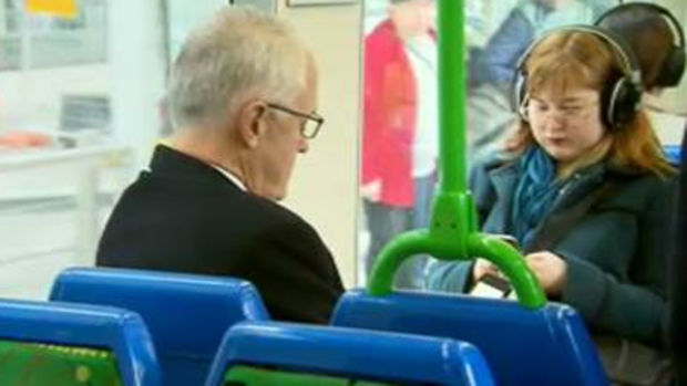It's not every day that you sit down on your commute to work to find yourself opposite the prime minister. (Charles Croucher / Twitter)