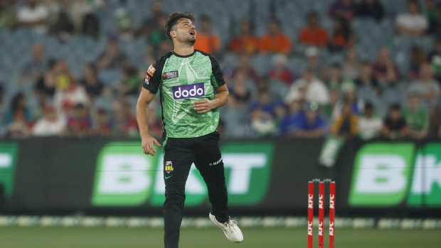 Marcus Stoinis during the Stars' loss to the Perth Scorchers.