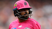 Babar Azam leaves the field. 