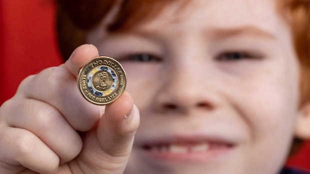 One of the new Bluey $2 coins, now available at Australia Post stores.