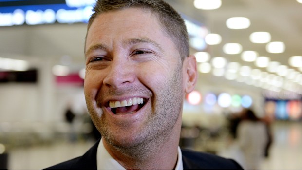Australian cricket captain Michael Clarke is all smiles after arriving home in Australia. (AAP)