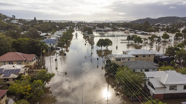 Lismore, Australia - March 31st, 2022: Flooded streets in Lismore, NSW, Australia