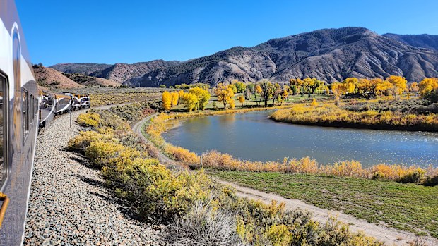 rocky mountaineer Rockies to the Red Rocks route two-day rail journey between Denver, Colorado, and Moab, Utah, with an overnight stay in Glenwood Springs, Colorado.