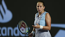 Jelena Ostapenko of Latvia reacts against Marina Stakusic of Canada during the WTA 500 Guadalajara Open Akron singles round of 16 match as part of the Hologic WTA Tour at Panamerican Tennis Center on September 12, 2024 in Guadalajara, Mexico. (Photo by Alfredo Moya/Jam Media/Getty Images)
