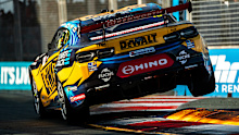 Mark Winterbottom launches across a kerb at the 2023 Gold Coast 500.