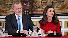 King Felipe VI of Spain and Queen Letizia of Spain attend the meeting of The Princess of Girona Foundation's Patronage at The Royal Palace