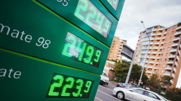 A petrol station showing very high prices.