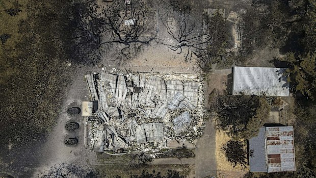 Aerial photos of the bushfire aftermath in Ruffy.