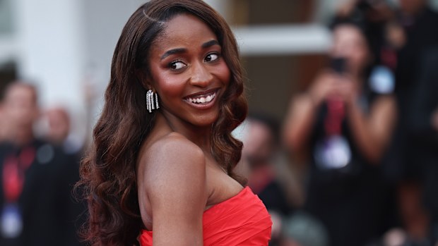 Actress Ayo Edebiri of the film "After the Hunt" arrives at the red carpet of the premiere during the 82nd Venice Film Festival in Venice, Italy, Aug. 29, 2025. (Photo by Li Jing/Xinhua via Getty Images)