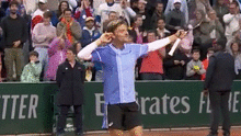 David Goffin provokes the crowd.