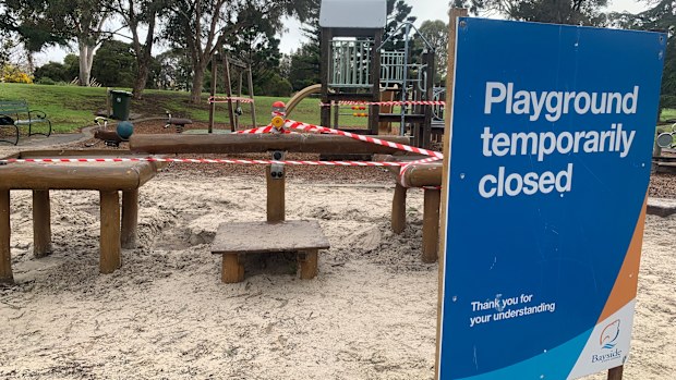 A closed playground in Melbourne.