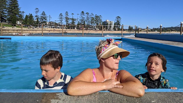 Jane de Graaff and her two boys enjoying the holidays