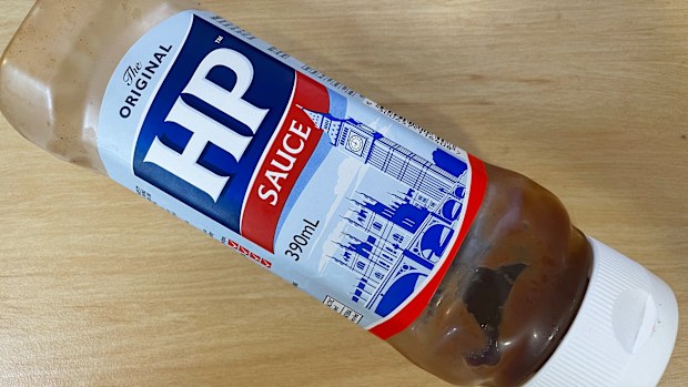 Classic HP sauce bottle from an Aussie fridge.