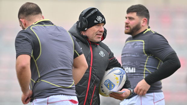 Georgia coach Richard Cockerill at Avchala Rugby Stadium in Tbilisi.