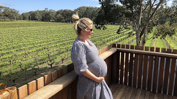 Amy Springhall shows off her baby bump.