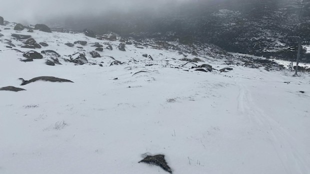 Parts of Australia, such as Thredbo and Perisher, pictured here, experienced rare summer snow.