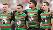Damien Cook, Cody Walker, Latrell Mitchell and Cameron Murray of the Rabbitohs.