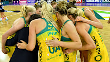 The Diamonds celebrate their victory.