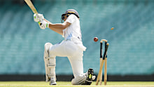 Sam Konstas is bowled by Scott Boland.