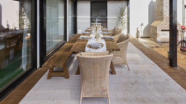EMBARGO 6/10/2025 8:30PM The Block 2025 Week 10 Britt and Taz Alfresco Terrace and Stratco Shed room reveal 