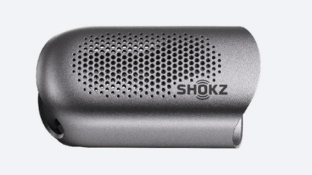 The titanium alloy finish to the earpiece.