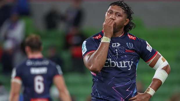Rob Leota of the Rebels reacts after the loss to the Brumbies.