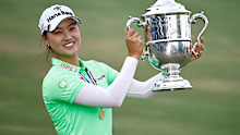 SOUTHERN PINES, NORTH CAROLINA - JUNE 05: Minjee Lee of Australia poses with the trophy after winning the 77th U.S. Women's Open at Pine Needles Lodge and Golf Club on June 05, 2022 in Southern Pines, North Carolina. (Photo by Jared C. Tilton/Getty Images)