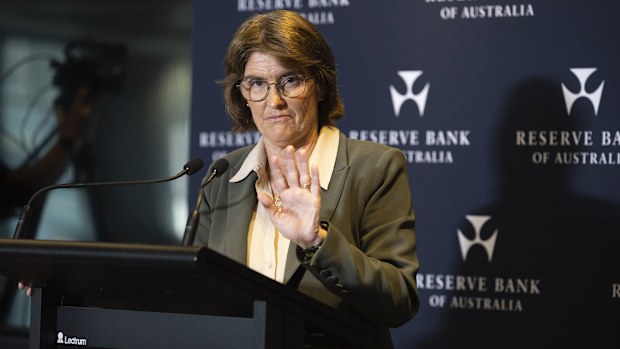 Governer of the Reserve Bank of Australia Michele Bullock,  speaks at a media conference  on Monetary Policy Decision, Sydney, 30 September 2025.