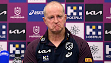 Broncos head coach Michael Maguire speaks to the press after their loss to the Eels.