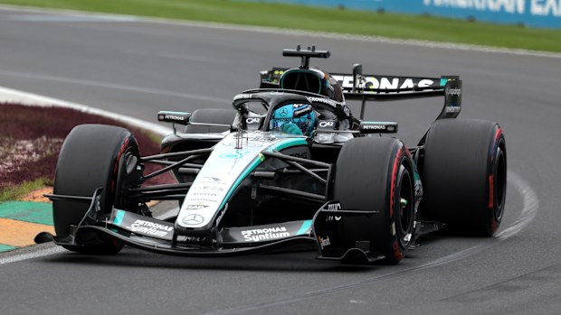 George Russell of Great Britain driving the (63) Mercedes AMG Petronas F1 Team W17 on track during qualifying ahead of the F1 Grand Prix of Australia at Albert Park Grand Prix Circuit on March 07, 2026 in Melbourne, Australia. (Photo by Anni Graf - Formula 1/Formula 1 via Getty Images)