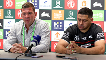 Rabbitohs coach Jason Demetriou says he'll have his job for at least the next week.