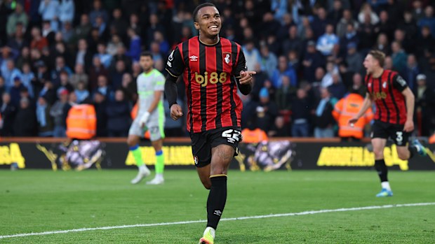 Eli Junior Kroupi of AFC Bournemouth celebrates scoring his team's goal.
