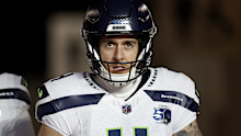 SANTA CLARA, CALIFORNIA - JANUARY 03: Michael Dickson #4 of the Seattle Seahawks looks on before the game against the San Francisco 49ers at Levi's Stadium on January 03, 2026 in Santa Clara, California. (Photo by Lachlan Cunningham/Getty Images)