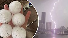 Giant golf-ball sized hail measuring 5cm in diameter reportedly fell across multiple regions in the state, while some residents in the Southern Downs documented up to 8-9cm hailstones.