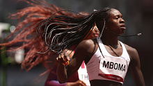 TOKYO, JAPAN - AUGUST 02: Christine Mboma of Team Namibia competes in round one of the Women's 200m heats on day ten of the Tokyo 2020 Olympic Games at Olympic Stadium on August 02, 2021 in Tokyo, Japan. (Photo by Ryan Pierse/Getty Images)