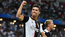 Cristiano Ronaldo of Juventus celebrates scoring at Singapore National Stadium.