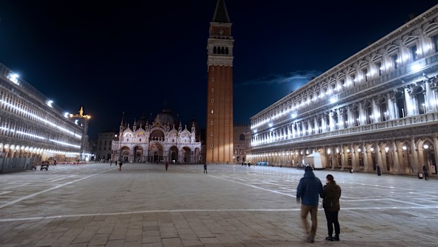 Empty streets in Venice. Prime Minister Giuseppe Conte announced a "national emergency" due to the coronavirus outbreak.