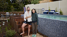 EMBARGO 27/10/24 The Block 2024 Kristian and Mimi backyard and pool 