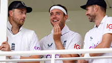 Ollie Robinson, Stuart Broad and James Anderson in 2022.