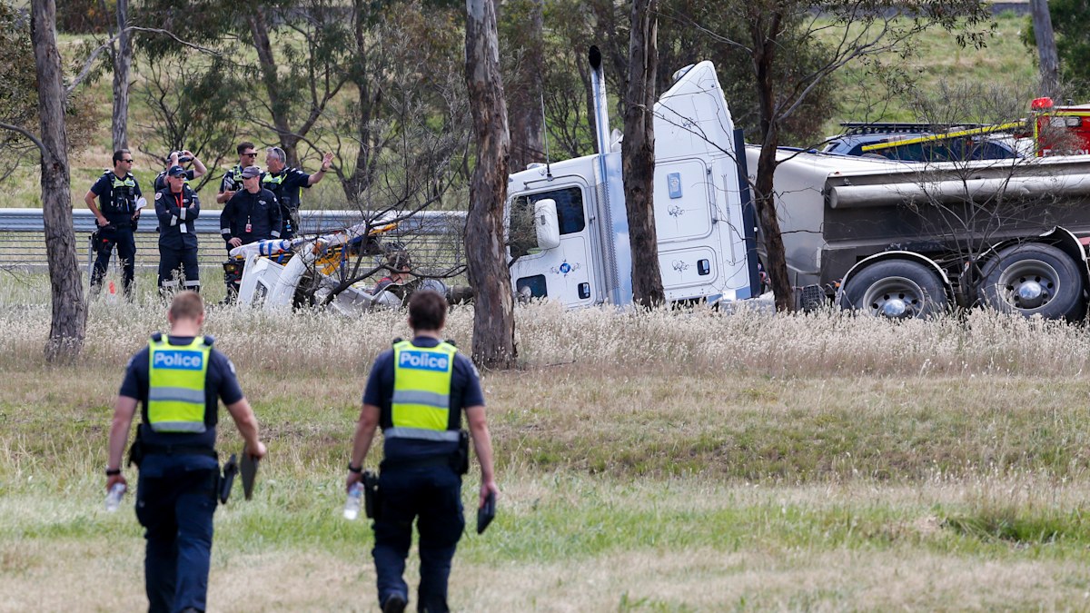 Truck driver charged over major Calder Freeway crash that killed ...