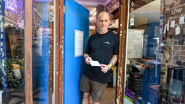 Avner's Bakery in Surry Hills, a Jewish food institution, is closing down.  Photo shows, Ed Halmagyi, known as "Fast Ed", is an Australian TV presenter, chef, author, photographer, and radio host pictured at his closed bakery. 