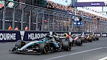 MELBOURNE, AUSTRALIA - MARCH 08: George Russell of Great Britain driving the (63) Mercedes AMG Petronas F1 Team W17 leads Isack Hadjar of France driving the (6) Oracle Red Bull Racing RB22 Red Bull Ford at the start during the F1 Grand Prix of Australia at Albert Park Grand Prix Circuit on March 08, 2026 in Melbourne, Australia. (Photo by Steven Tee/LAT Images)
