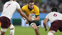 Izack Rodda playing for the Wallabies at the 2019 World Cup. 