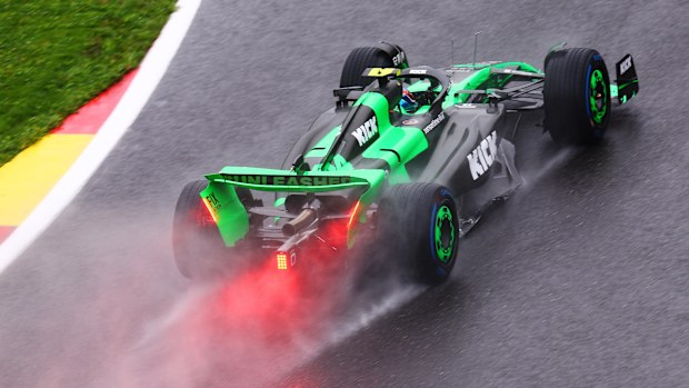 The Kick Sauber of Zhou Guanyu during qualifying ahead of the F1 Grand Prix of Belgium at Circuit de Spa-Francorchamps on July 27, 2024 in Spa, Belgium. (Photo by Dean Mouhtaropoulos/Getty Images)