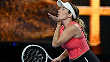 MELBOURNE, AUSTRALIA - JANUARY 16: Danielle Collins of the United States blows a kiss to the crowd as she celebrates winning match point in the Women's Singles Second Round match against Destanee Aiava of Australia during day five of the 2025 Australian Open at Melbourne Park on January 16, 2025 in Melbourne, Australia. (Photo by Hannah Peters/Getty Images)