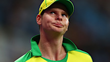 DUBAI, UNITED ARAB EMIRATES - NOVEMBER 14: Steve Smith of Australia looks on  during the ICC Men's T20 World Cup final match between New Zealand and Australia at Dubai International Stadium on November 14, 2021 in Dubai, United Arab Emirates. (Photo by Francois Nel/Getty Images)