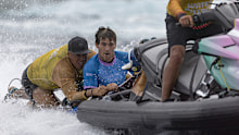 Jack Robinson had to be rescued by water patrol after a wipeout in the third round of surfing competition
