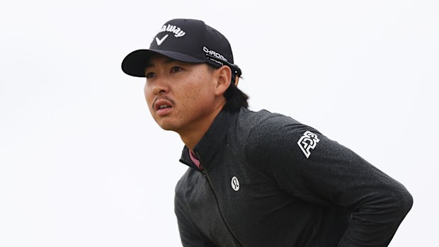 Min Woo Lee of Australia looks on from the seventh tee on day one of The 152nd Open championship at Royal Troon on July 18, 2024 in Troon, Scotland. (Photo by Harry How/Getty Images)